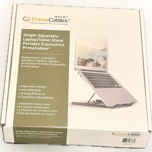 [NWT] PrimeCables Black Metal Laptop/Tablet Stand – Portable & Height Adjustable